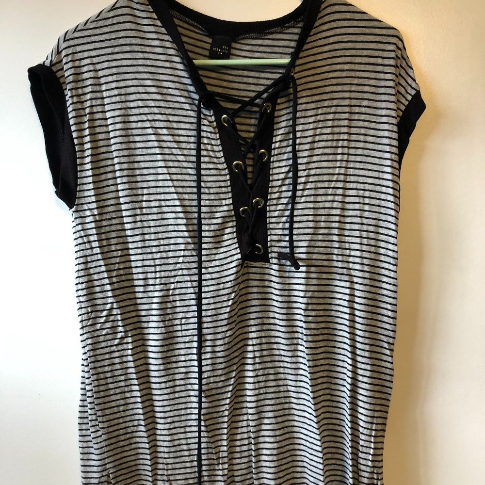 Striped Front Tie Shirt